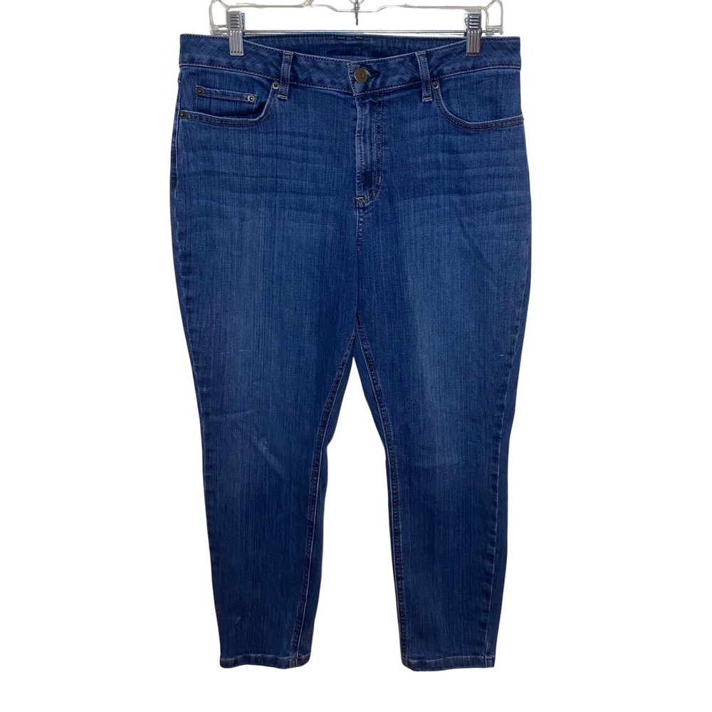 LL Bean BeanFlex Slim Leg Classic Fit Jeans Blue 1912 Denim Womens 14 Petite